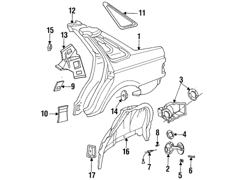 1992 Ford Taurus Cable Assembly, Rear Diagram for F2DZ5428610A