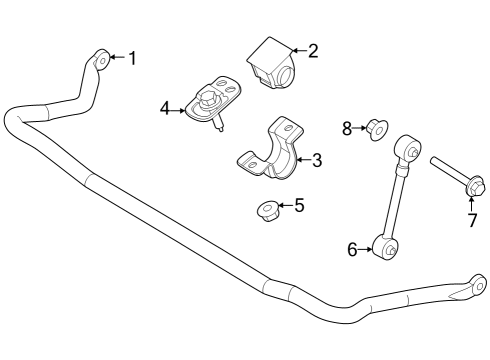 2023 Ford F-250 Super Duty Stabilizer Bar & Components - Front Diagram