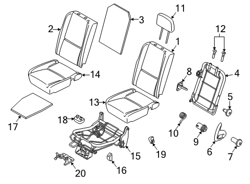 2012 Ford Transit Connect Rear Seat Components Diagram
