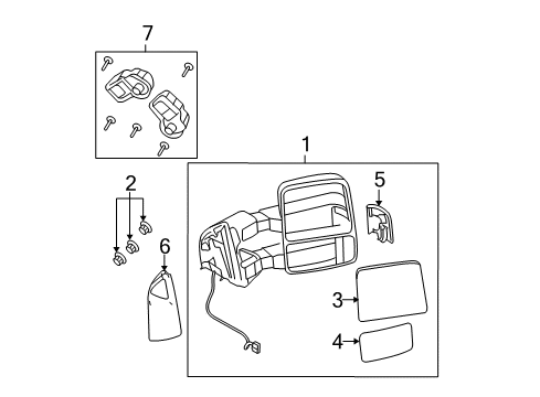 2009 Ford F-350 Super Duty Mirror Glass, Lower Outer Driver Side Diagram for 8C3Z-17K707-B