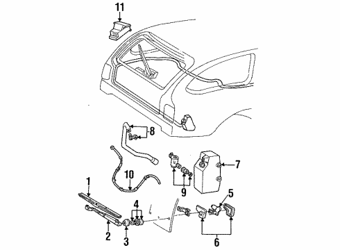 1992 Ford Taurus Lift Gate - Wiper & Washer Components Diagram