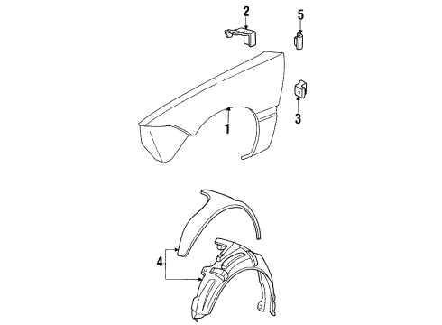 1999 Mercury Cougar Fender, Front Driver Side Diagram for 1S8Z-16006-AA