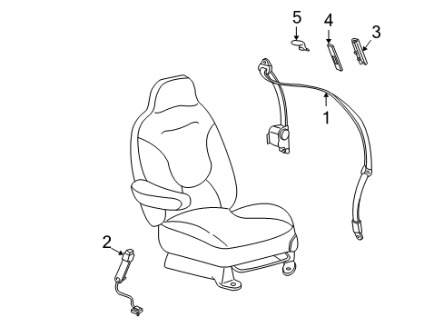 2007 Ford Freestar Lap & Shoulder Belt, Front Passenger Side Diagram for 6F2Z-17611B08-BB