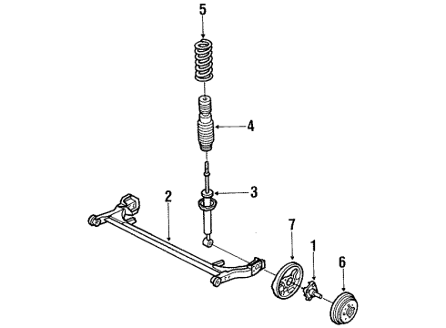 1990 Ford Festiva Brake Drum Diagram for YS6Z-1V126-AA