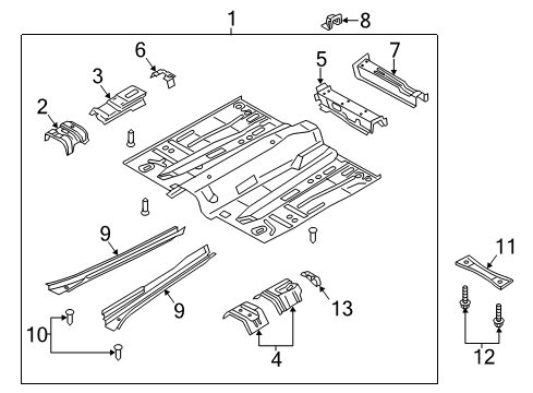 2017 Ford C-Max Pillars, Rocker & Floor - Floor & Rails Diagram
