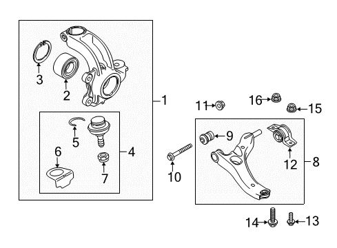 2012 Ford Transit Connect Front Suspension Components, Lower Control Arm, Stabilizer Bar Diagram