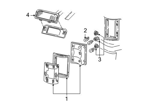 1992 Ford E-150 Econoline Rear Combination Lamps, High Mount Lamps Diagram