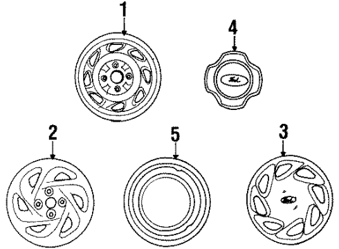 1994 Ford Aspire Wheel Cover Diagram for F4BZ1130C