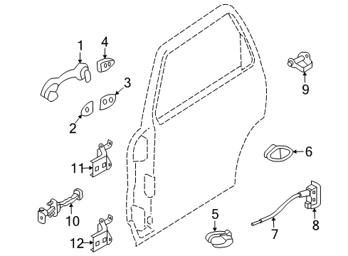 2006 Mercury Mariner Rear Door - Lock & Hardware Diagram