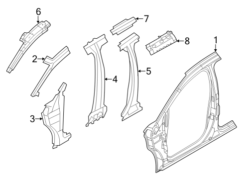 2013 Ford Edge Aperture Panel, Center Pillar & Rocker, Hinge Pillar Diagram