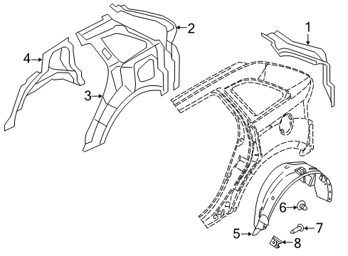 2012 Lincoln MKX Inner Structure - Quarter Panel Diagram