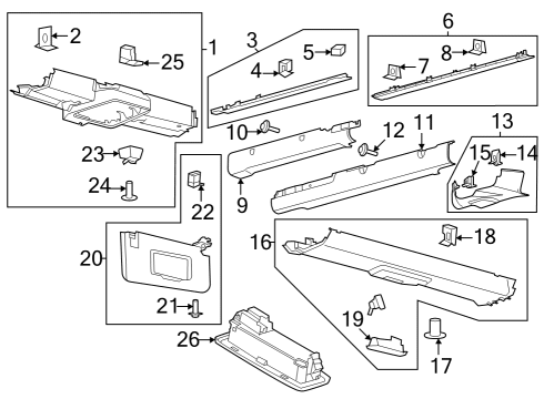 2021 Ford Bronco Interior Trim - Roof Diagram