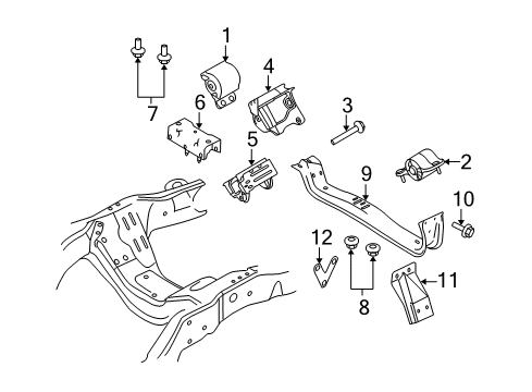 2008 Ford F-350 Super Duty Engine & Trans Mounting Diagram 1 - Thumbnail