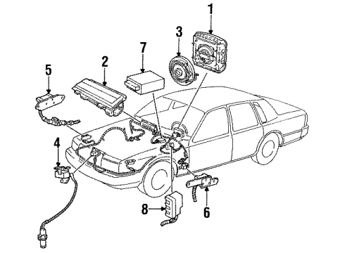 1991 Lincoln Town Car Front Sensor, Passenger Side Diagram for FODZ14B004A
