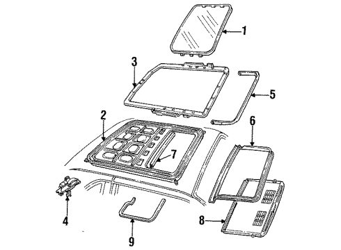 1997 Mercury Cougar Glass Assembly Seal Diagram for F7LZ-6351884-AA