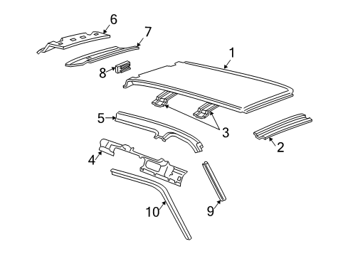 2005 Lincoln Navigator Roof & Components Diagram