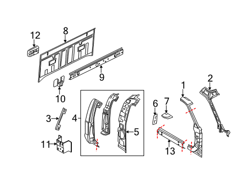 2012 Ford F-350 Super Duty Back Panel, Hinge Pillar, Rocker Panel Diagram 2 - Thumbnail