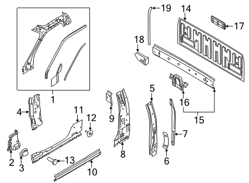 2018 Ford F-350 Super Duty Reinforcement Beam Diagram for JL3Z-15403E32-C