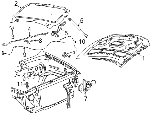 2008 Ford F-150 Hood & Components Diagram