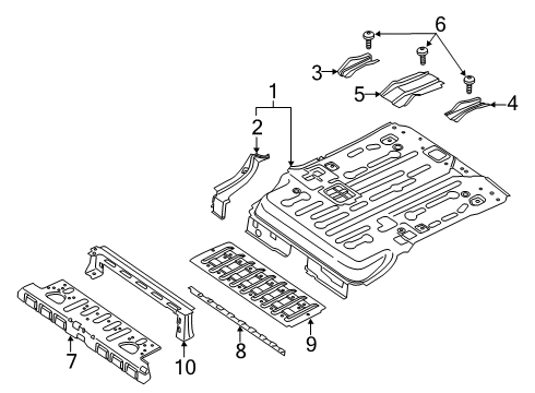 2021 Ford Transit Connect Rear Floor & Rails Diagram