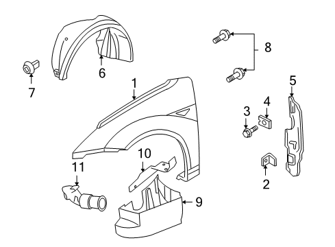 2003 Ford Focus Fender & Components Diagram