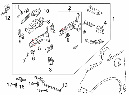 2017 Ford C-Max Structural Components & Rails Diagram