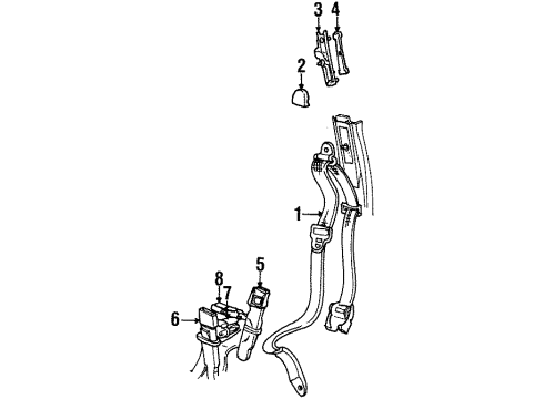 1995 Lincoln Town Car Buckle End, Passenger Side Diagram for F5VY-5460044-B