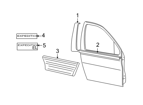 2009 Ford Expedition Exterior Trim - Front Door Diagram