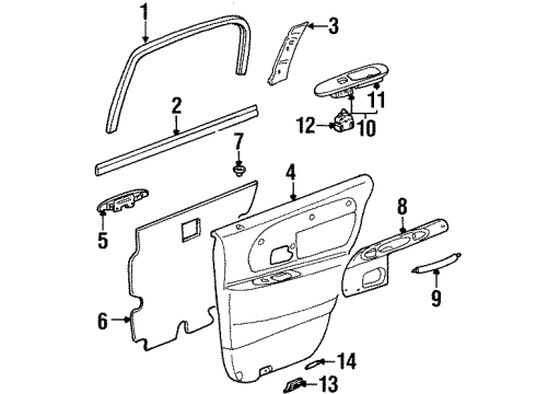 2001 Lincoln Town Car Belt Weatherstrip, Passenger Side Diagram for 2W1Z-5425860-AA