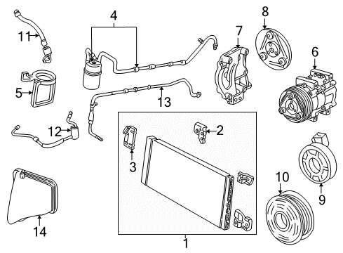 2003 Ford Taurus A/C Condenser, Compressor & Lines Diagram