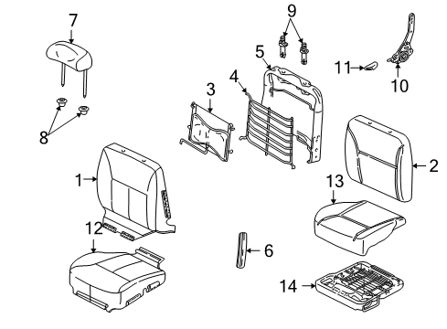 2000 Ford Taurus Seat Back Cover, Front Driver Side Diagram for YF1Z-5464417-CAB