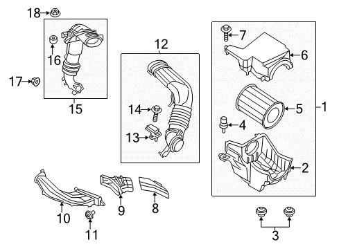 2013 Ford Escape Air Inlet Tube, Center Diagram for CV6Z-9B659-C