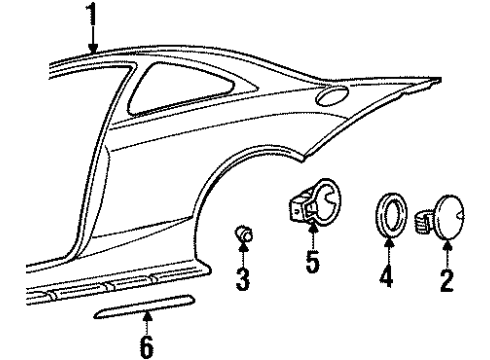 2000 Mercury Cougar Quarter Panel & Components, Exterior Trim Diagram