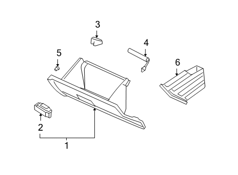 2009 Lincoln MKZ Glove Box Assembly, Sand Diagram for 6H6Z-54060T10-AC