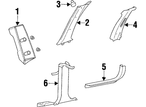 1999 Mercury Sable Interior Trim - Pillars, Rocker & Floor Diagram