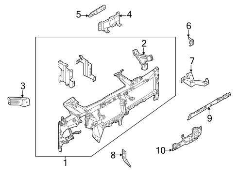 2023 Ford F-150 Lightning Side Bracket, Rear Passenger Side Diagram for ML3Z-15045G08-A