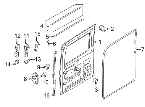 2018 Ford Transit-350 HD Side Loading Door - Door & Components Diagram 2 - Thumbnail