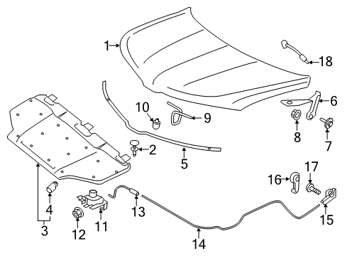 2018 Lincoln MKX Hood Diagram for FA1Z-16612-A