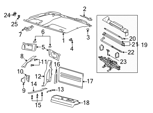 2007 Ford F-150 Sunvisor Cover, Passenger Side Diagram for 4L3Z-15264B82-AAB