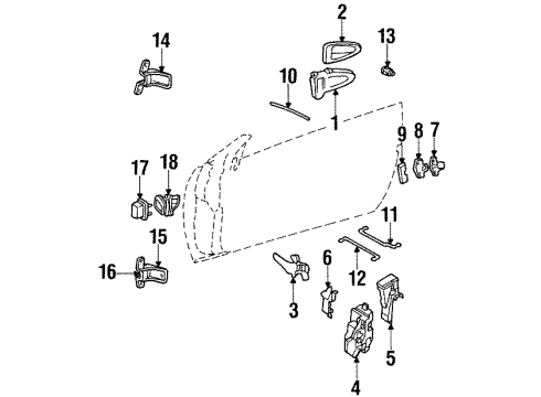 2000 Mercury Cougar Door - Lock & Hardware Diagram