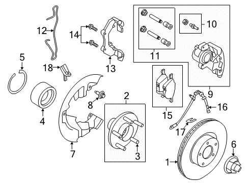 2015 Ford Escape Brake Hose, Front Diagram for CV6Z-2078-B