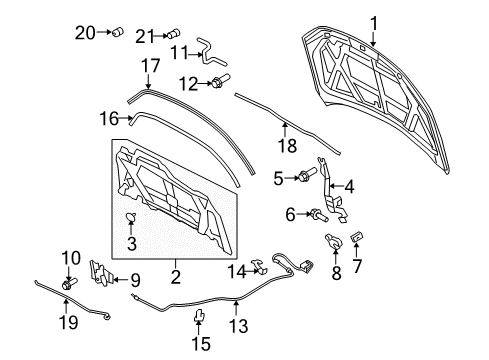 2010 Mercury Milan Hood & Components, Body Diagram 1 - Thumbnail