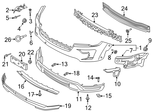 2019 Ford Explorer License Bracket, Front Diagram for JB5Z-17A385-AA