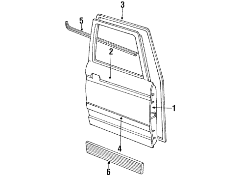 1989 Ford Ranger Door & Components, Exterior Trim Diagram