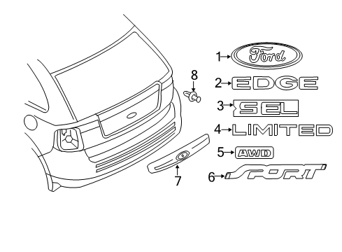 2010 Ford Edge Exterior Trim - Lift Gate Diagram
