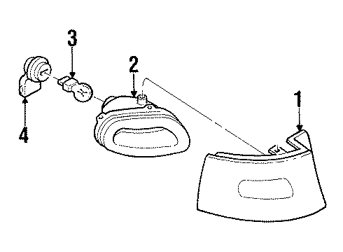 1997 Ford Escort Backup Lamp Assembly, Driver Side Diagram for F7CZ-15501-AG