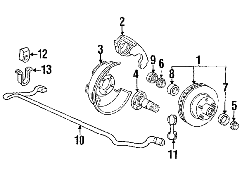 1990 Ford F-150 Front Brakes Diagram 1 - Thumbnail