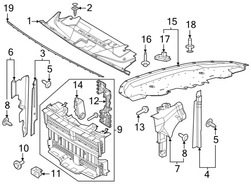 2024 Ford Mustang Side Air Baffle, Driver Side Diagram for PR3Z-8311-D