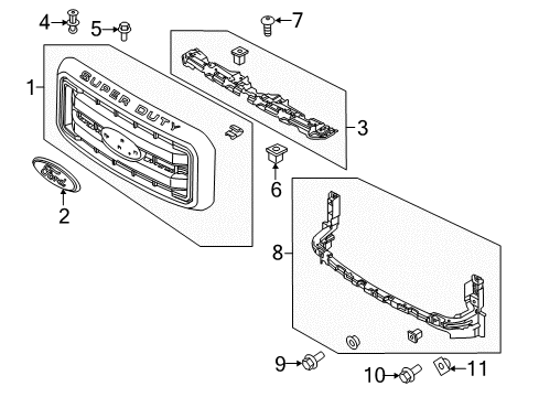 2012 Ford F-350 Super Duty Grille & Components Diagram 2 - Thumbnail