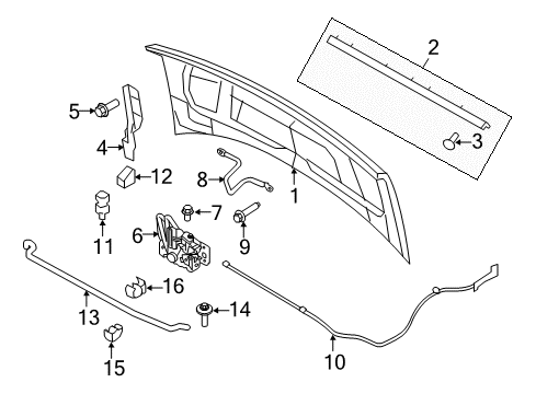 2013 Ford E-250 Hood & Components Diagram